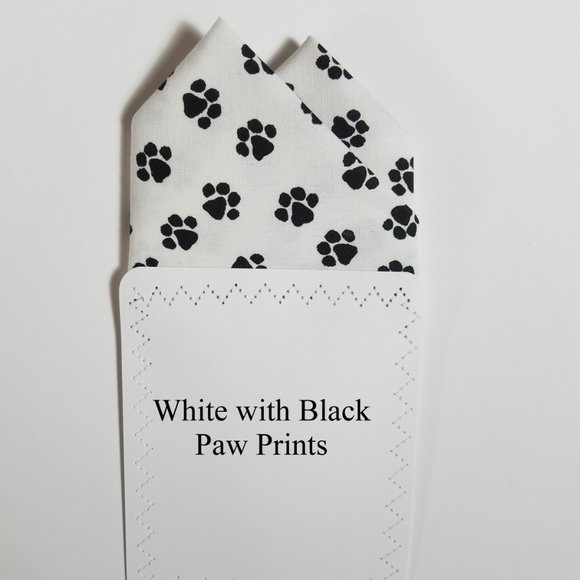New - Paw Prints Cotton Pre-Folded Pocket Square Handkerchief Insert - Picture 4 of 6